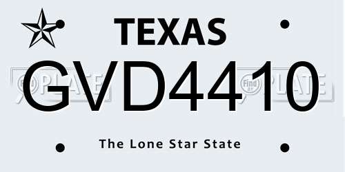 GVD4410 Texas License Plate