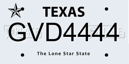 GVD4444 Texas License Plate