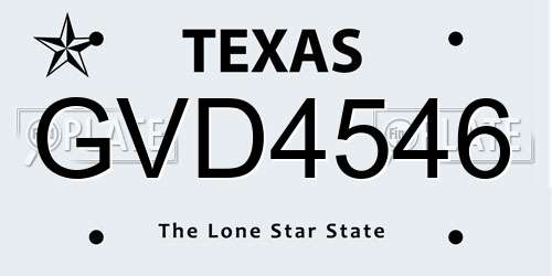 GVD4546 Texas License Plate