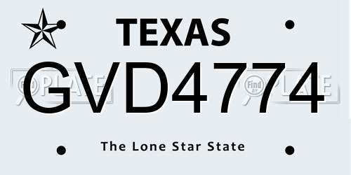 GVD4774 Texas License Plate