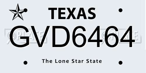GVD6464 Texas License Plate