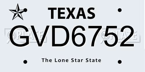 GVD6752 Texas License Plate
