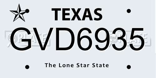 GVD6935 Texas License Plate