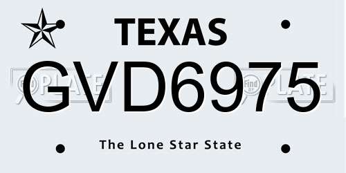 GVD6975 Texas License Plate