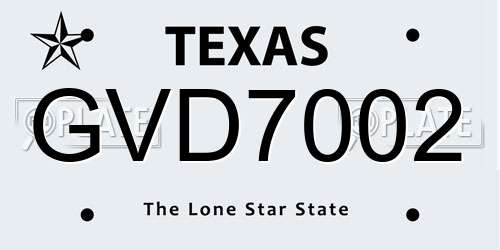 GVD7002 Texas License Plate