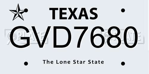 GVD7680 Texas License Plate