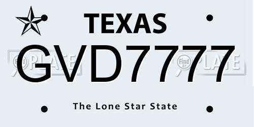 GVD7777 Texas License Plate