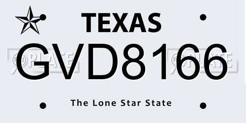 GVD8166 Texas License Plate