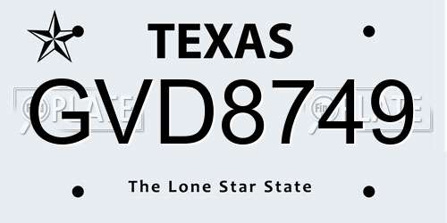 GVD8749 Texas License Plate