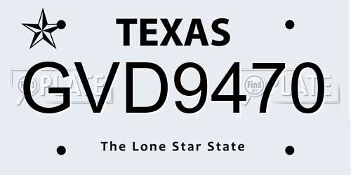 GVD9470 Texas License Plate
