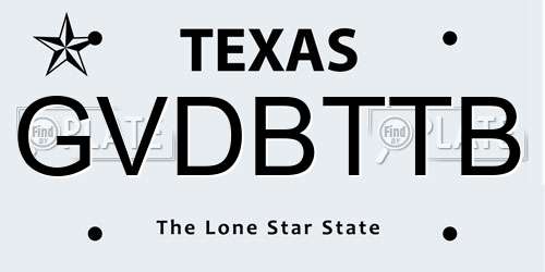 GVDBTTB Texas License Plate