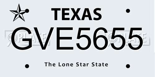GVE5655 Texas License Plate