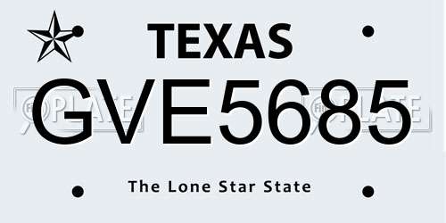 GVE5685 Texas License Plate