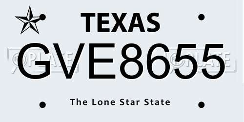 GVE8655 Texas License Plate