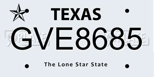 GVE8685 Texas License Plate