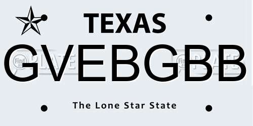 GVEBGBB Texas License Plate