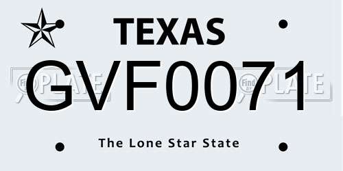GVF0071 Texas License Plate