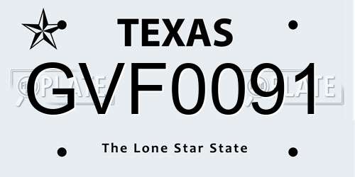 GVF0091 Texas License Plate