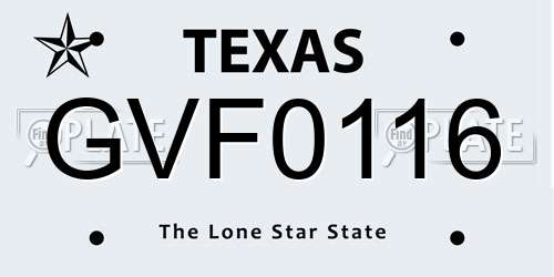 GVF0116 Texas License Plate