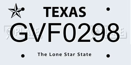 GVF0298 Texas License Plate