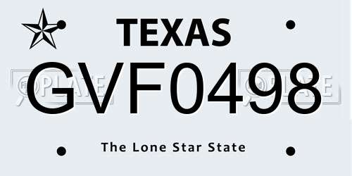 GVF0498 Texas License Plate