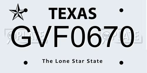GVF0670 Texas License Plate