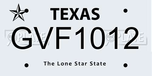 GVF1012 Texas License Plate