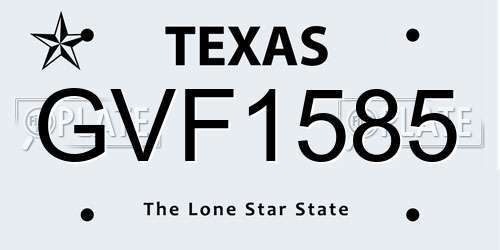 GVF1585 Texas License Plate