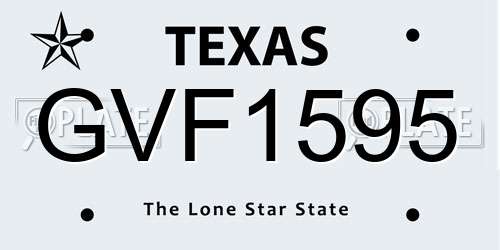 GVF1595 Texas License Plate