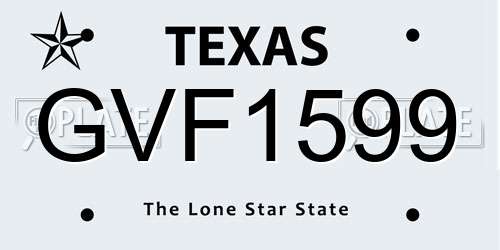 GVF1599 Texas License Plate