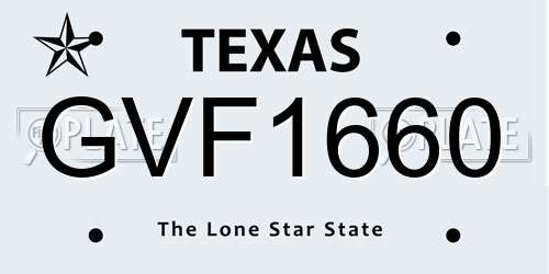 GVF1660 Texas License Plate