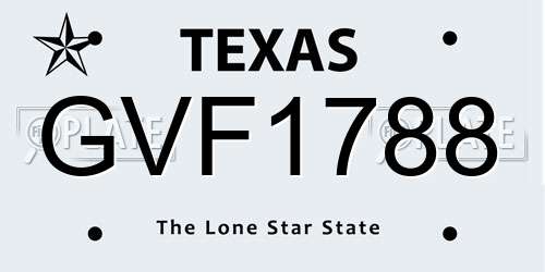 GVF1788 Texas License Plate