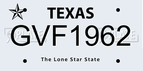 GVF1962 Texas License Plate