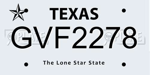 GVF2278 Texas License Plate