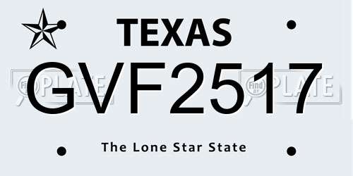 GVF2517 Texas License Plate