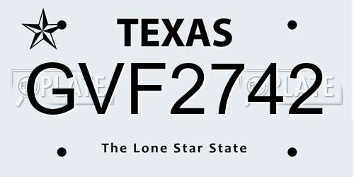 GVF2742 Texas License Plate