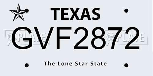 GVF2872 Texas License Plate