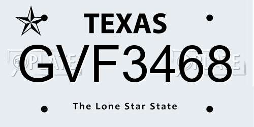GVF3468 Texas License Plate