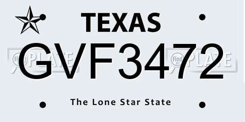 GVF3472 Texas License Plate
