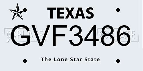 GVF3486 Texas License Plate