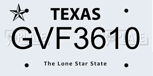 GVF3610 Texas License Plate
