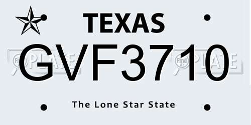 GVF3710 Texas License Plate