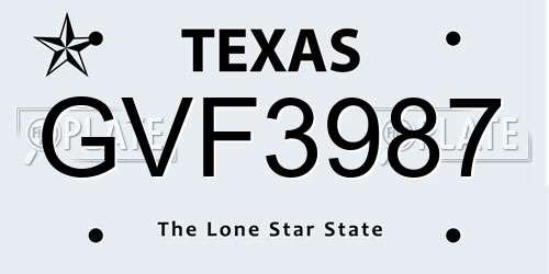 GVF3987 Texas License Plate