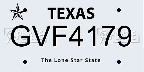 GVF4179 Texas License Plate