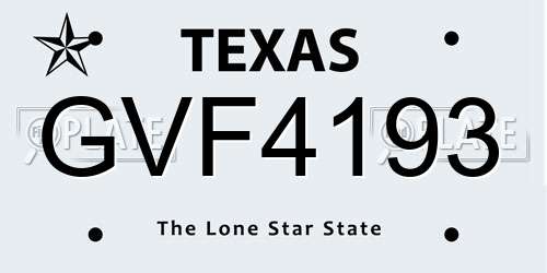 GVF4193 Texas License Plate