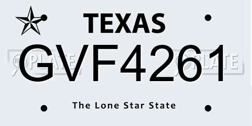 GVF4261 Texas License Plate