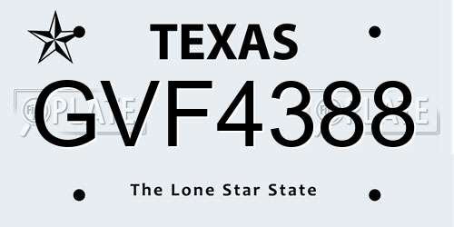 GVF4388 Texas License Plate
