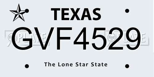 GVF4529 Texas License Plate