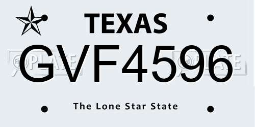 GVF4596 Texas License Plate