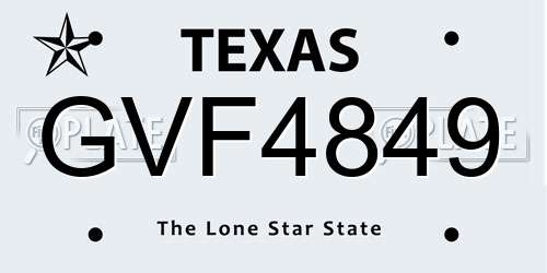 GVF4849 Texas License Plate